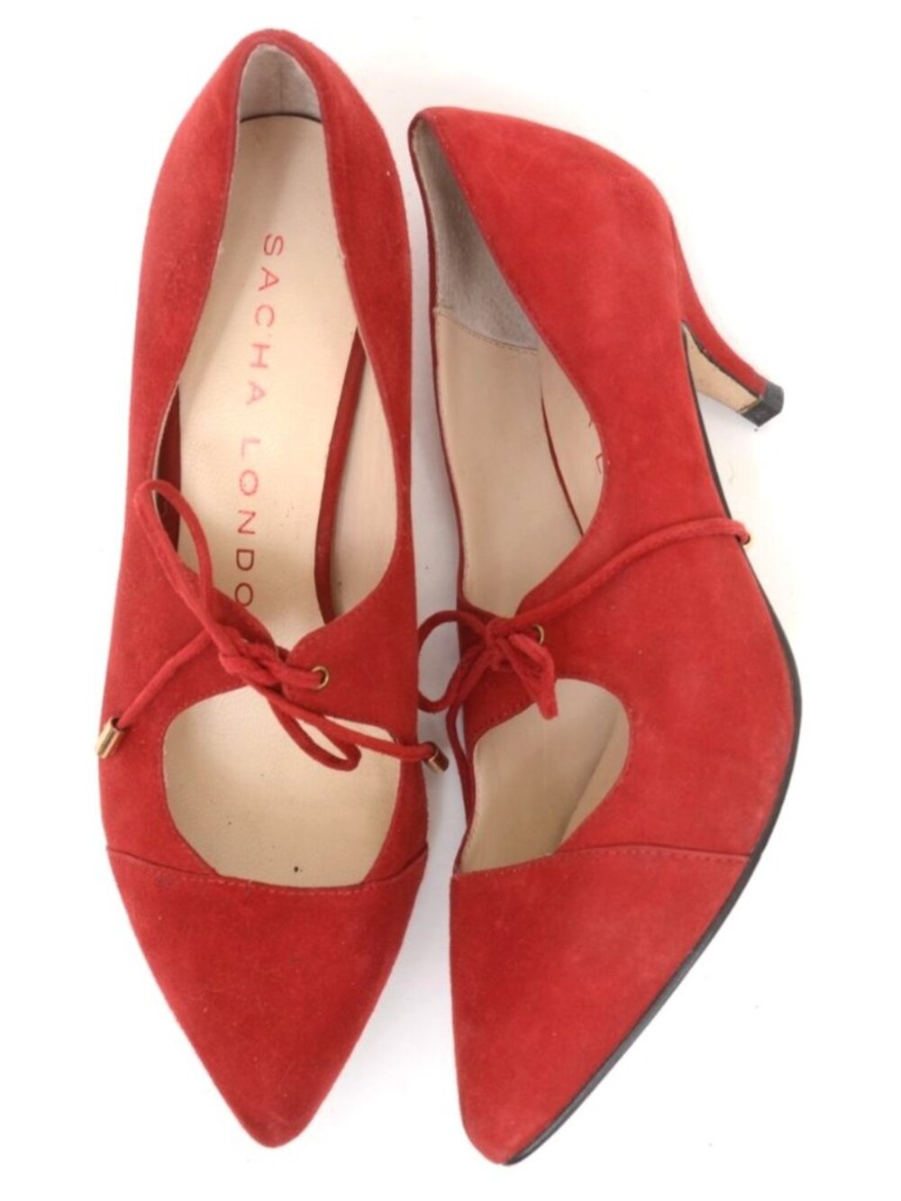 Sacha London Womens US 8 Nushka RED Kid Suede Rockabilly Retro Pump Coquette